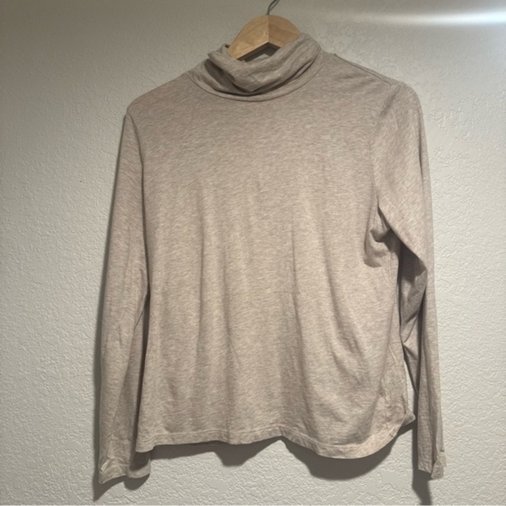 Talbots Oatmeal Sleeve Mockneck Top